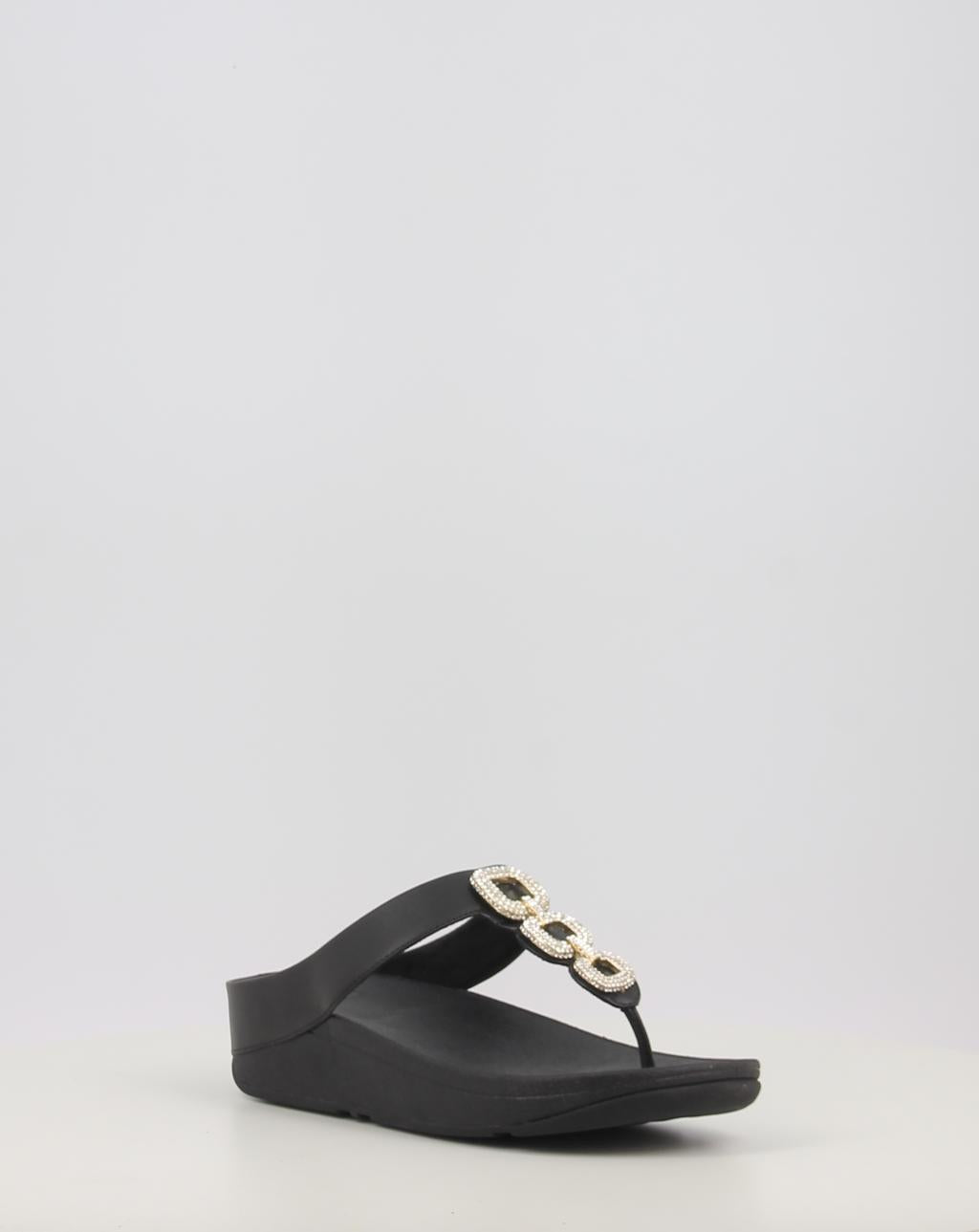 FINO CRYSTAL CHAIN LEATHER TOE POST SANDALS