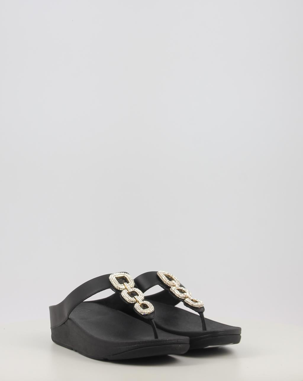 FINO CRYSTAL CHAIN LEATHER TOE POST SANDALS